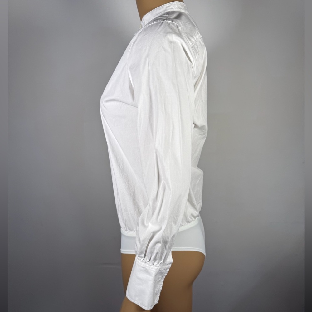 J. Crew Women’s Size 2 White Stretch Perfect Bodysuit Shirt - Picture 4 of 9
